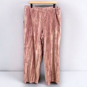 Marc New York Wide Leg Crushed Velvet Crinkle Stretch Trouser Pant in Dusty Rose
